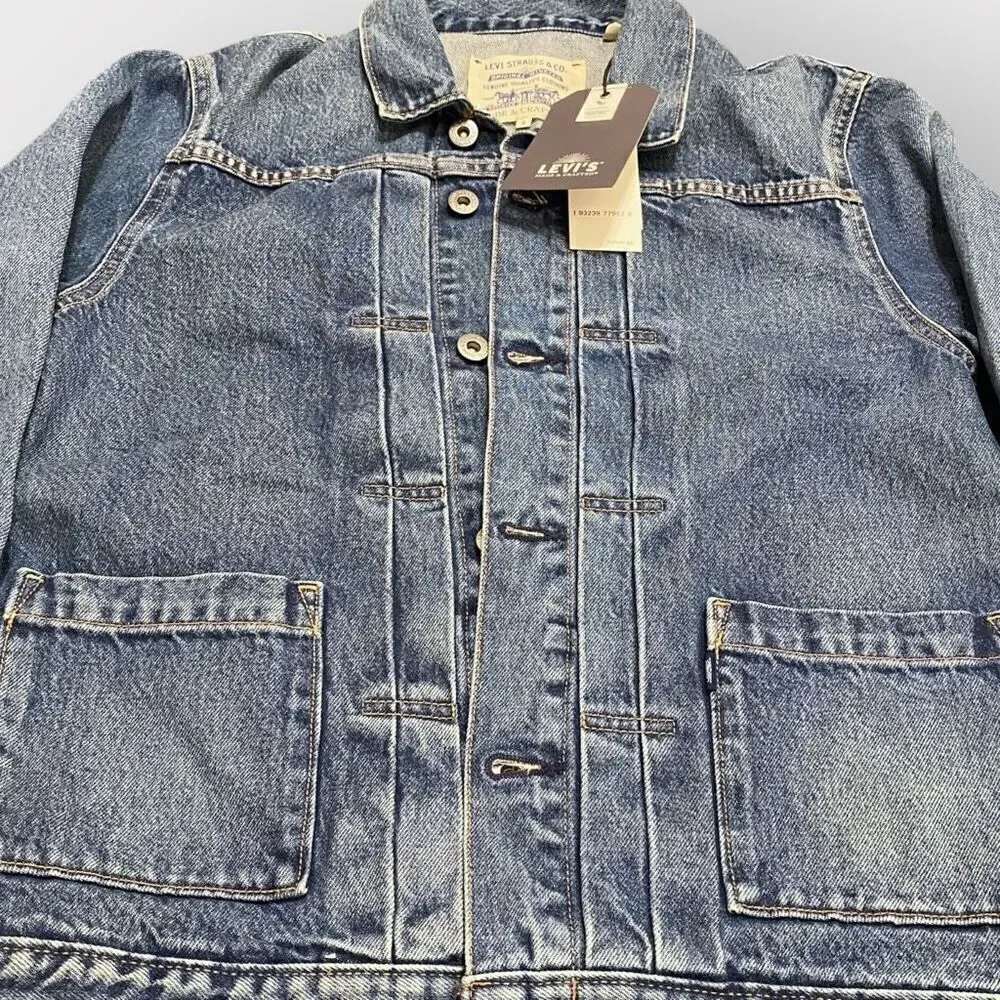 Levi's Made & Crafted Pleated Front Type II Denim Jean Jacket Mens size S New - Picture 3 of 12